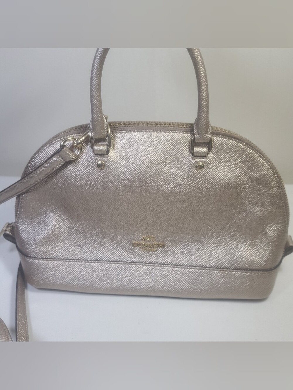 Coach Platinum Gold Sierra Satchel Metallic Leather Handbag Purse F22315